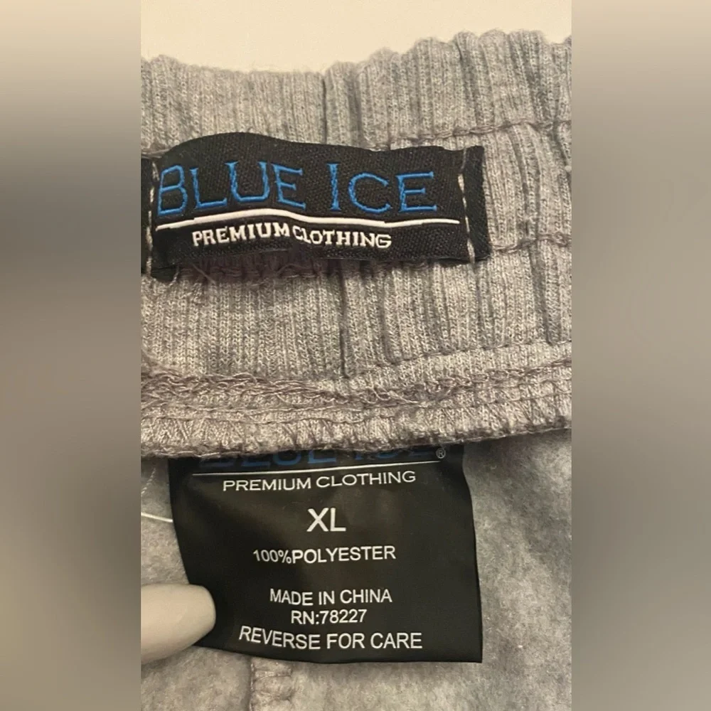 Blue Ice Men’s‎ Heather Gray Cargo Fleece Sweatpants Jogger Ribbed Cuff Size XL
